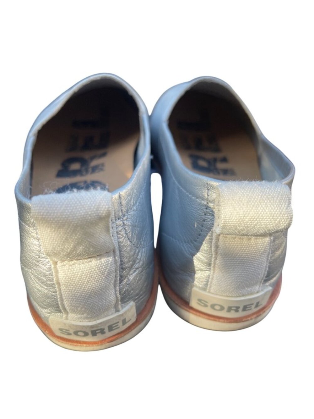 Sorel Ella Slip-On Womens Shoes Pure Silver Size 9.5 Comfortable Casual Leather - Picture 6 of 12